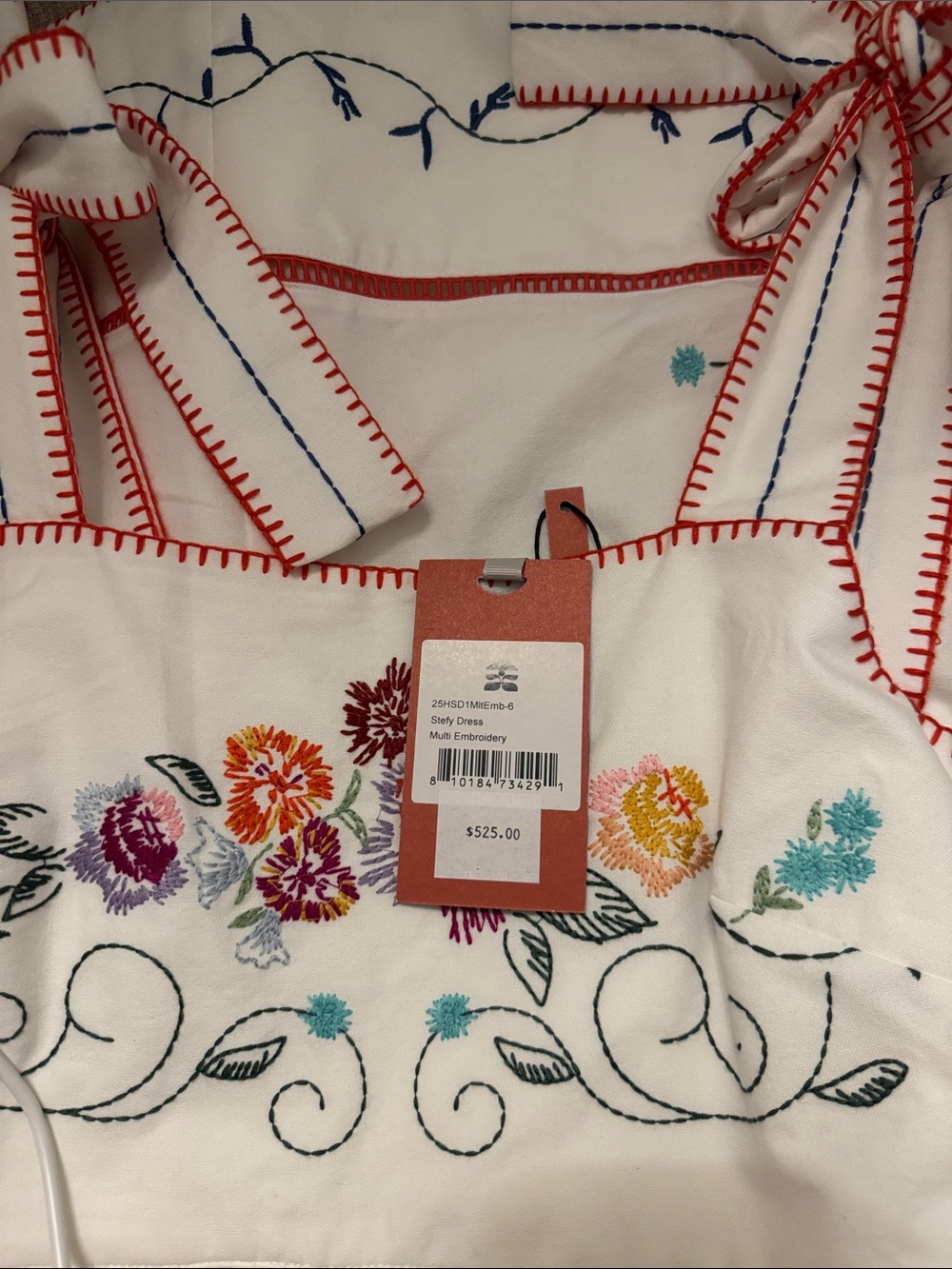 NWT Hunter Bell Women’s Stefy White Embroidered Midi Dress - Picture 3 of 3
